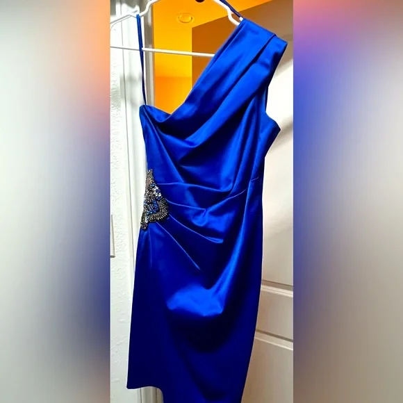 one royal holiday dress Royal Blue A-Line One Shoulder Sequined Long Party Dress – FancyVestido main image 0